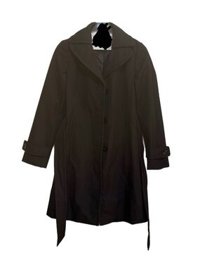Ellen Tracy Womens Polyester Black Trench Coat Size XS Minimalist Staple Piece